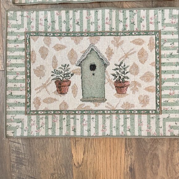Vintage woven country cottagecore dining placemats Pfaltzgraff birdhouse decor - Picture 3 of 6